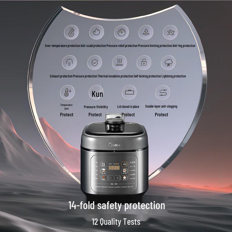 Midea 5L Stainless Steel Electric Pressure Cooker with Dual Pots