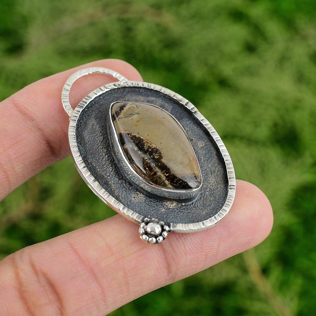 Daughters Day Deal 925 Silver Septarian Stone Elegant Sister Handcrafted Pendant
