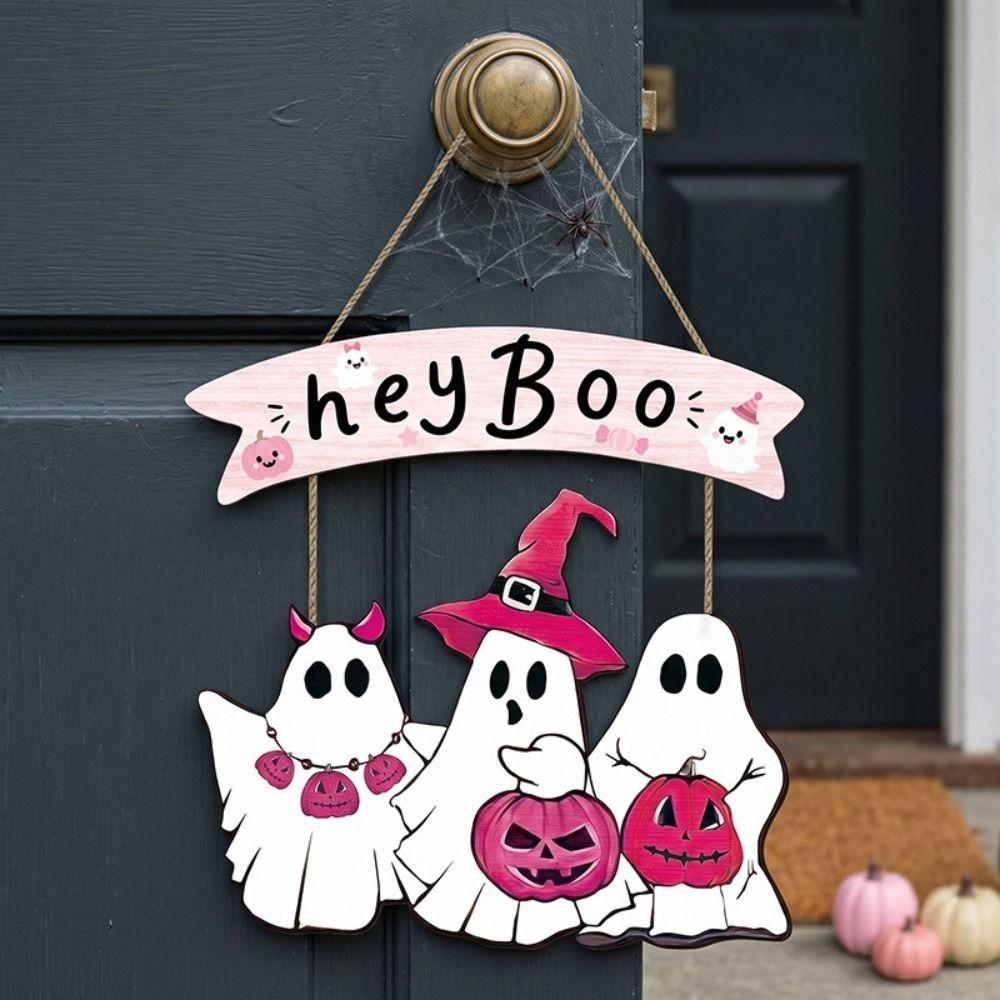 Hey Boo Halloween Wreath Ghost Door Sign Cute Halloween Decor Home Office Decor