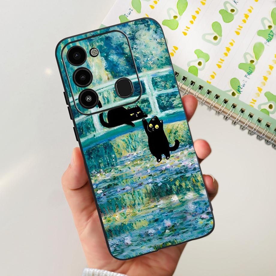 Для Tecno Spark 8C 2022 Задняя крышка Мягкий силиконовый бампер Цветочный принт Бабочка Чехол для телефона Capa Для Tecno KG5k, KG5j, KG5n Чехол