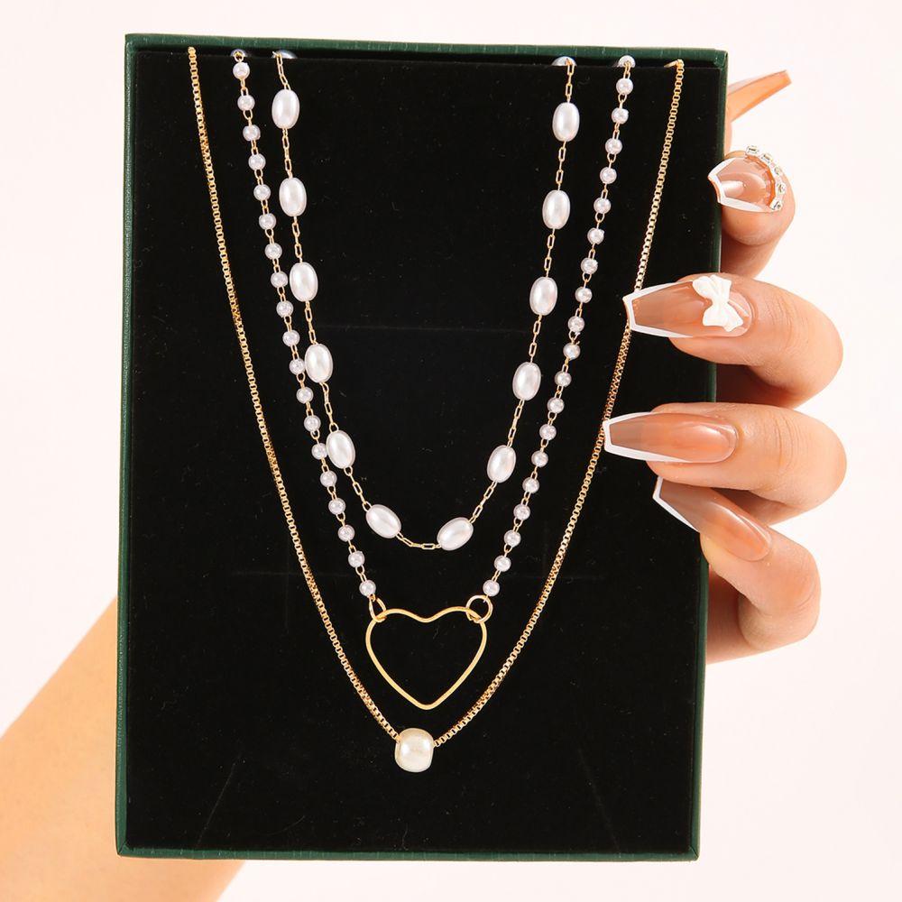 iF ME Vintage Pearl Multilayer Butterfly Necklace Gold Color Pendant Choker Chain Women Jewelry Accessories[No Box]