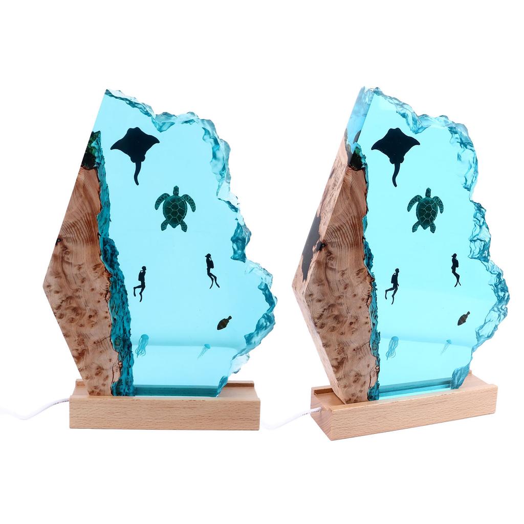 8inch Divers Lamp Solid Wood Resin Unique Detachable LED 5V Ocean Light Lamp for Decoration Gift