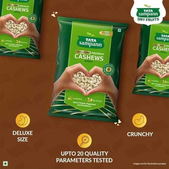 TATA Sampann Чистые цельные орехи кешью, каджу, 900 г, питательные и вкусные, отборные орехи каджу, богатые белком и магнием