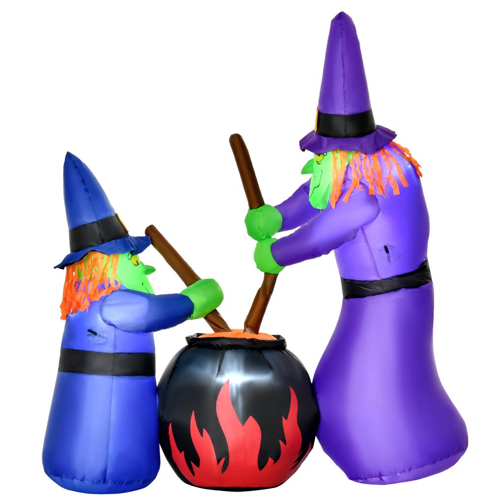Inflatable Witch Cauldron Figure Air Figure Halloween Decoration with LED Lighting, Polyester, 170x60x180cm