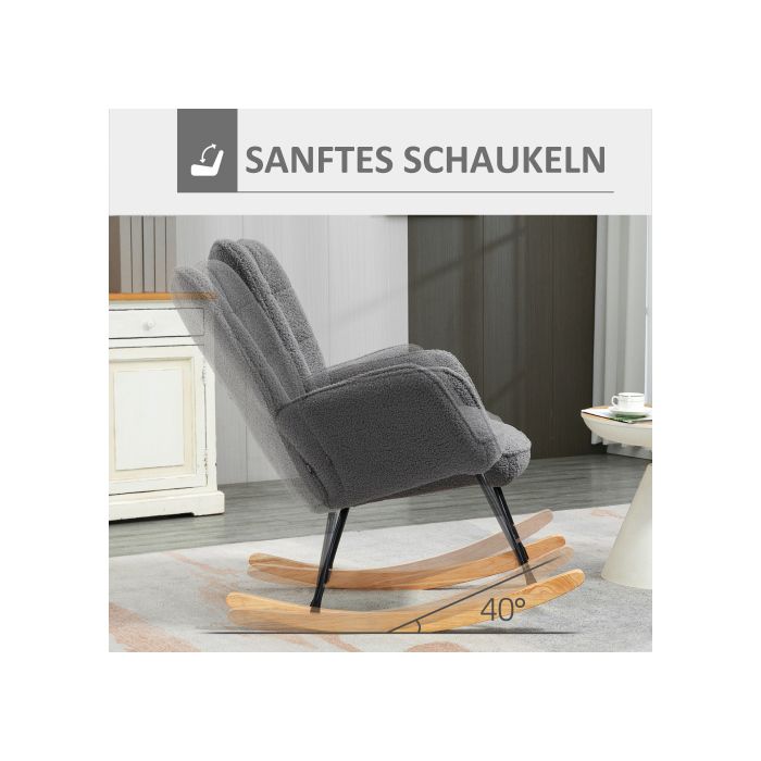 Fauteuil à bascule - MUVOE - Gris foncé - Rembourré - Accoudoirs - Capacité 120 kg