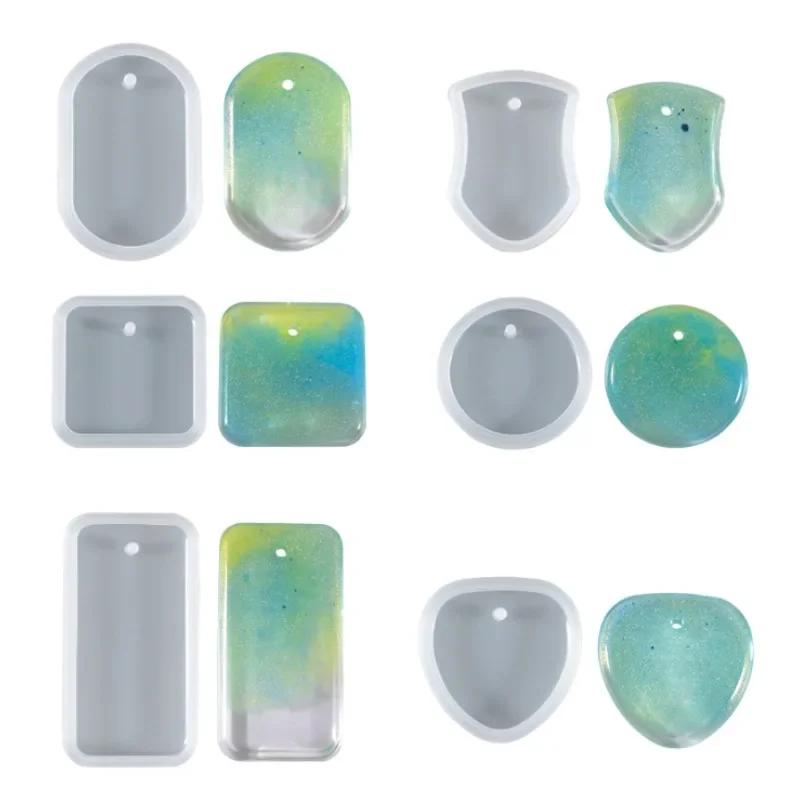 2 Sets DIY Keychain Pendant Silicone Mold Set Crystal Epoxy Resin Mold Round Rectangle Pendants Jewelry Making Casting Mould