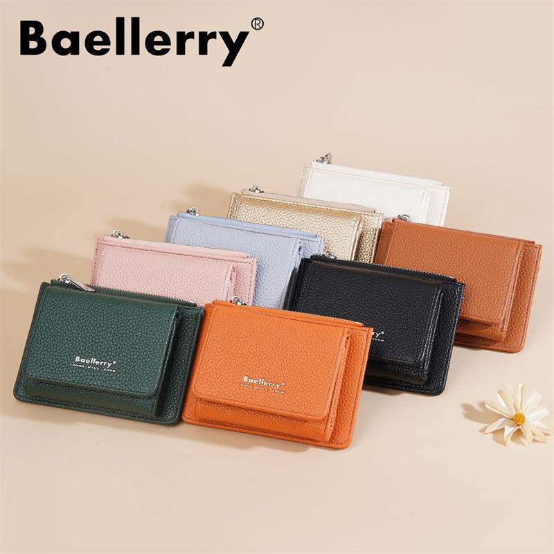 Baellerry Women Tri-fold Short Wallets Artificial Leather Fashion Zipper Coin Purse Card Holder