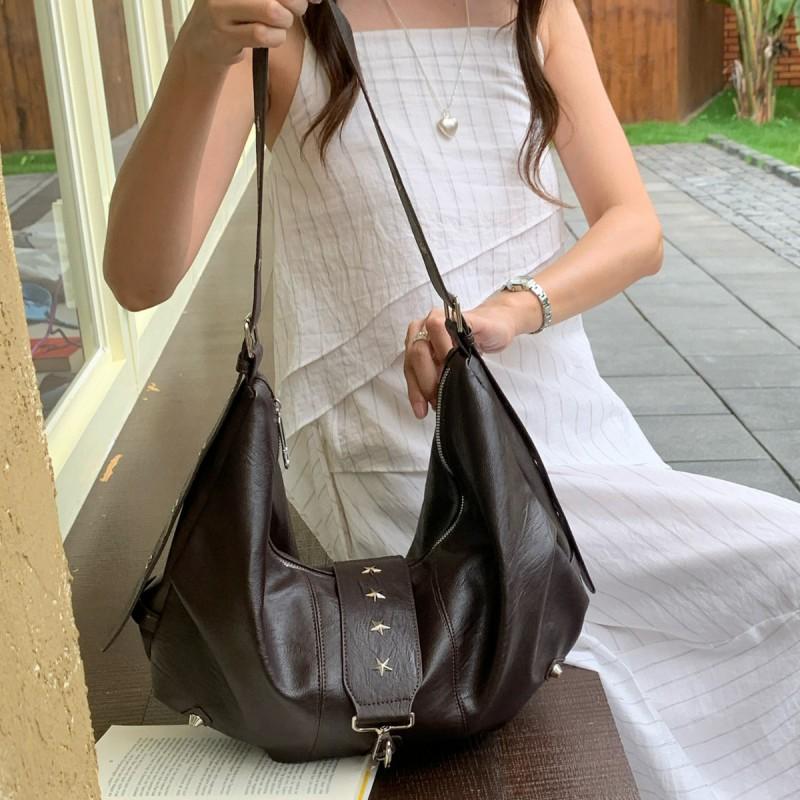 Large Soft PU Tote Bag Women Spacious Crossbody Shoulder With Zip Stitch Detail Korean Style Daily Use