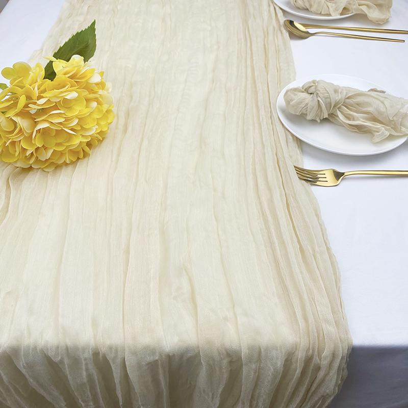 Бежевая дорожка для стола из марли, деревенская прозрачная скатерть в стиле бохо, свадебное украшение, скатерть для детского душа, рождественских вечеринок по случаю дня рождения