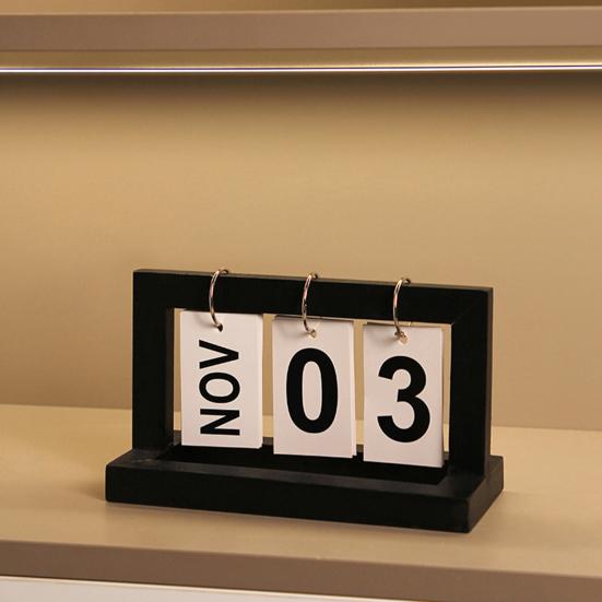 Настольный календарь из цельного дерева с металлическим железным кольцом, устойчивый к ржавчине деревянный вечный календарь, украшение для рабочего стола