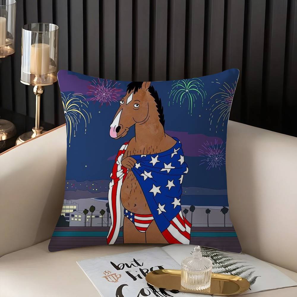 B-Bojack Horseman Наволочка для подушки Домашний Общежитие Спинка стула Короткий плюш Двусторонняя печать Офис Время для сна Чехол для подушки
