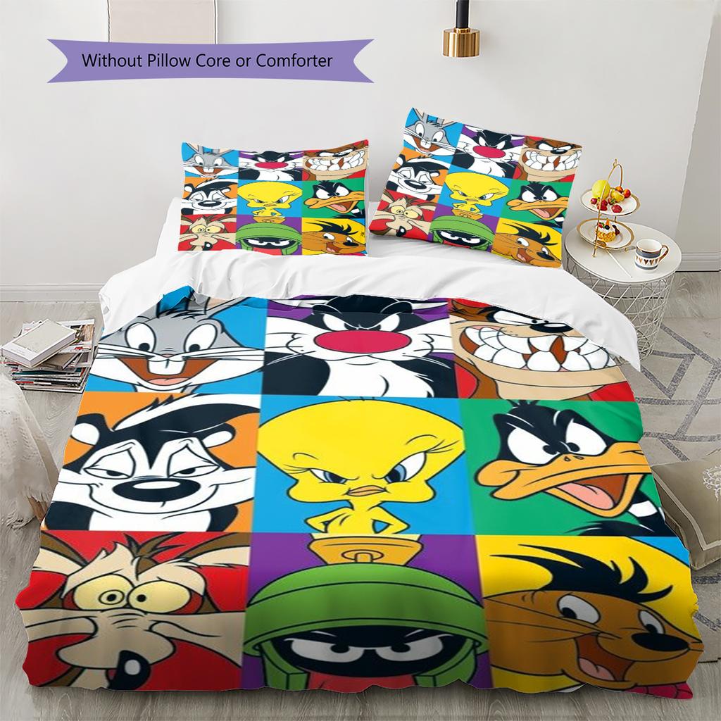 Classic Cartoon Pattern Bedding Quilt Set Quilt Cover Pillowcase Home Decoration Gift (1 * duvet cover + 2 * pillowcase, without core)
