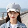 New plaid star anise hat female college student literary retro beret versatile face small puppy feet