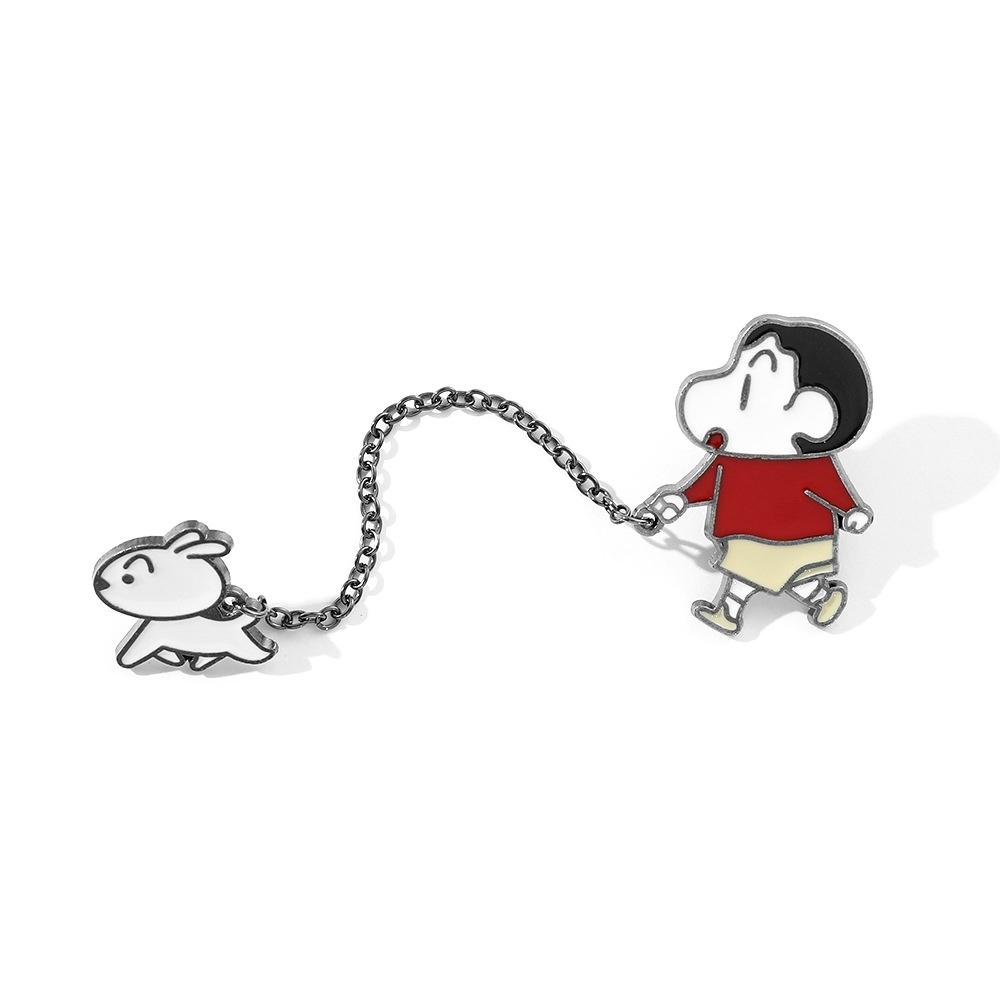 Милый металлический значок Crayon Shin-chan с цепочкой, дизайн мультяшного персонажа, материал сплав Xz3014xz3015 Цвета