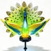 Peacock Solar Stake Sculpture Garden Outdoor LED Light Warm Glow Yard Lawn Decor Art Gift