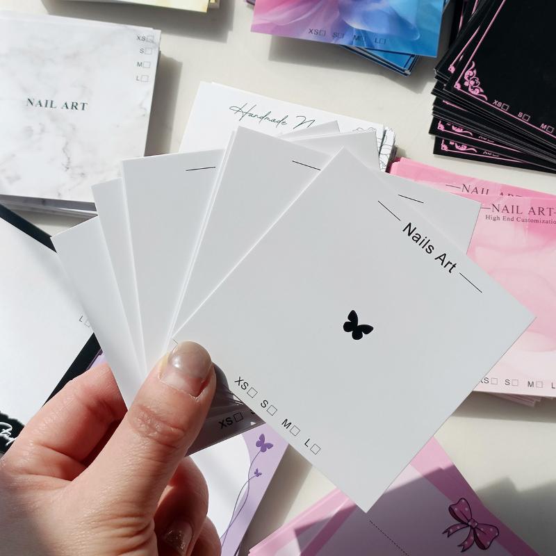 20 листов Накладные ногти на клеевой основе Нижняя карточка-бабочка Картонный реквизит для фото Ручной работы Искусственные ногти Арт-типсы Дисплей Шоу-карточка Инструменты для маникюра