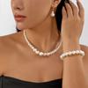 Retro Inspired Pearl Accessories Set With Handcrafted Multilayer Necklace And Ear Jewelry