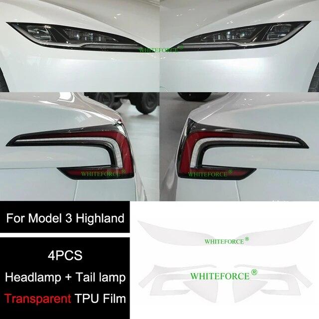 Для Tesla Model 3 Highland 2023 2024 защитная пленка для фар, заднего фонаря, модель 3 + задняя фара, черная пленка, меняющая цвет