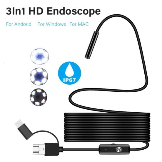 1/2/5m Micro USB Endoscope Inspection Camera Type-C Waterproof for Android Phone