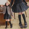 Юбка из бархата и искусственной кожи для девочек, осень/зима 2024 г. - юбка принцессы в стиле колледжа для детей