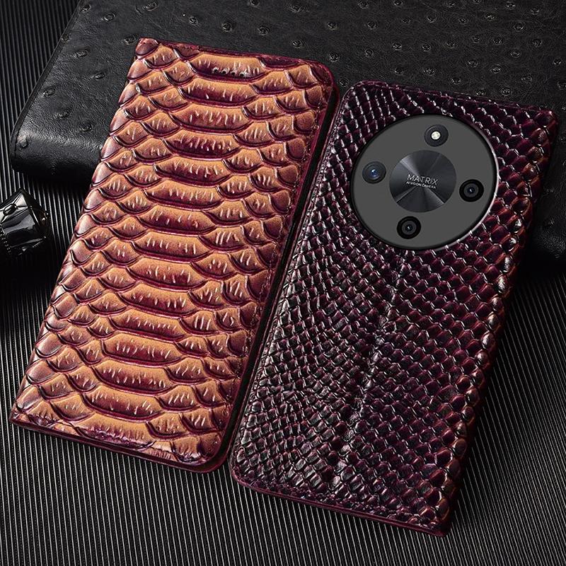 Чехол-кошелек из натуральной кожи змеи для телефонов Realme 9 10 11 12 13 14 14T 15 P3 P3X Pro Plus Ultra