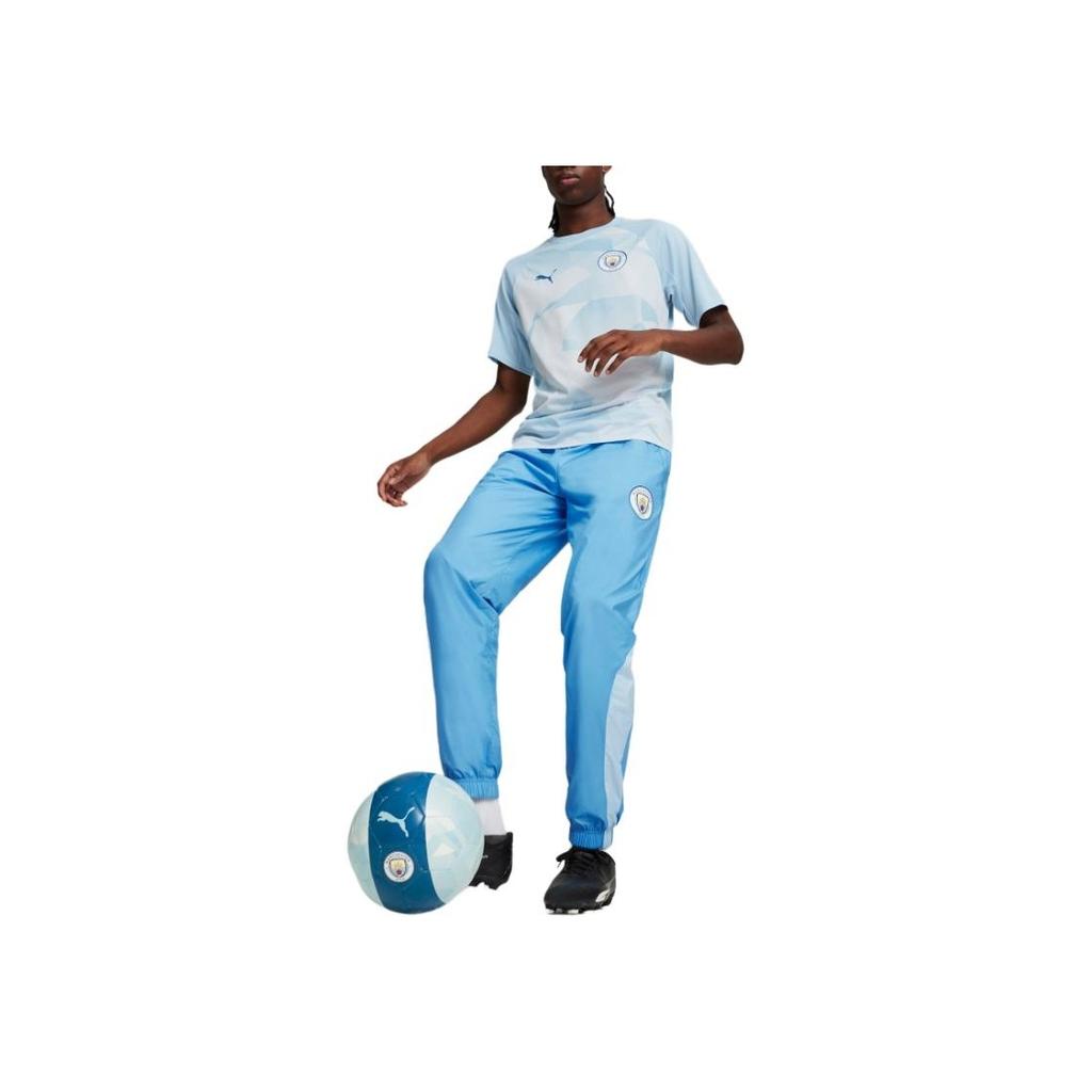 Puma Манчестер Сити Mcfc Prematch тканые брюки цветные блоки повседневные эластичный пояс тканые трикотажные спортивные брюки мужские брюки синий серебристо-серый 774373-02