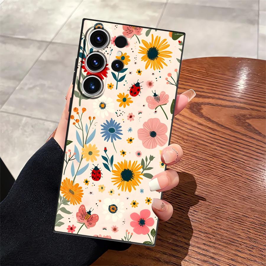 Мультяшный Цветочный Арт Чехол для Телефона Funda для Samsung Galaxy S26 Ultra S25 Plus Note 20 8 9 10 S24 S20 Ultra S23 S10 S9 S21 FE