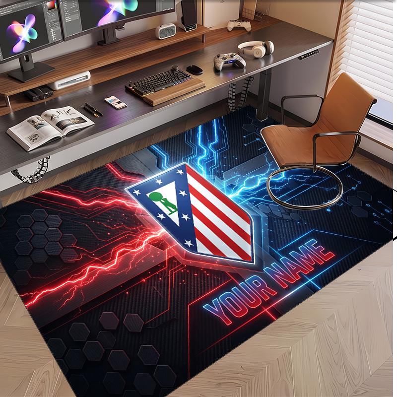 Personalized Crystal Velvet Carpet Atletico Madrid FC Pattern Non Slip Floor Rug