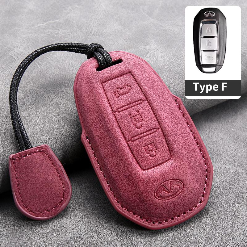 Leather Car Key Cover Case for Infiniti Q50L QX50 QX60 QX55 Q70 Q70L Q30 QX30 QX70 ESQ XQ80 XQ60 Q60S Car Key Rope Keyring