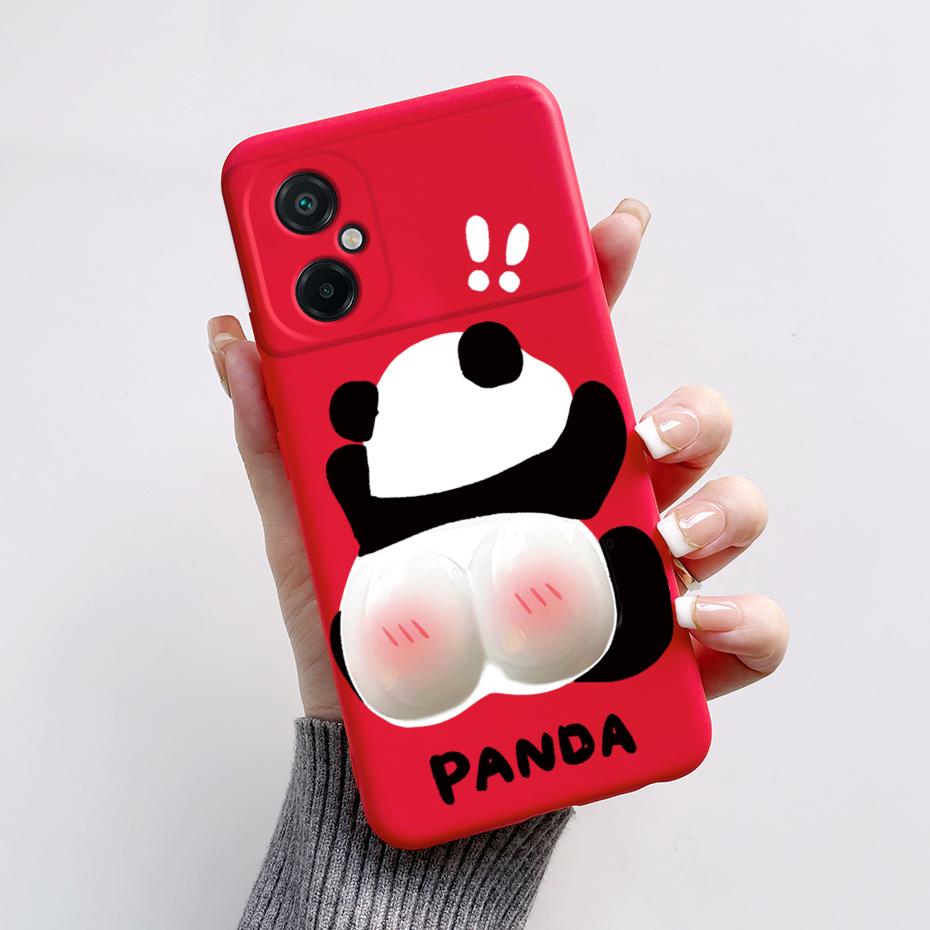 For Xiaomi Poco M5 M5S Phone Case Cute Panda Painted Full Protection Liquid Silicone Bumper For Poco M5 M 5 S Back Cover Shell