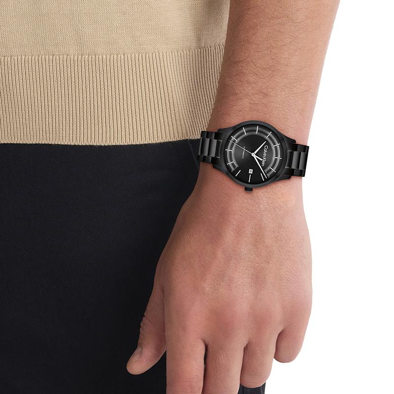 Calvin Klein Knight Series Watch Automatic Mechanical Movement Steel Bracelet 40Mm Black Dial 30M Water Resistant Unisex watches 25300023
