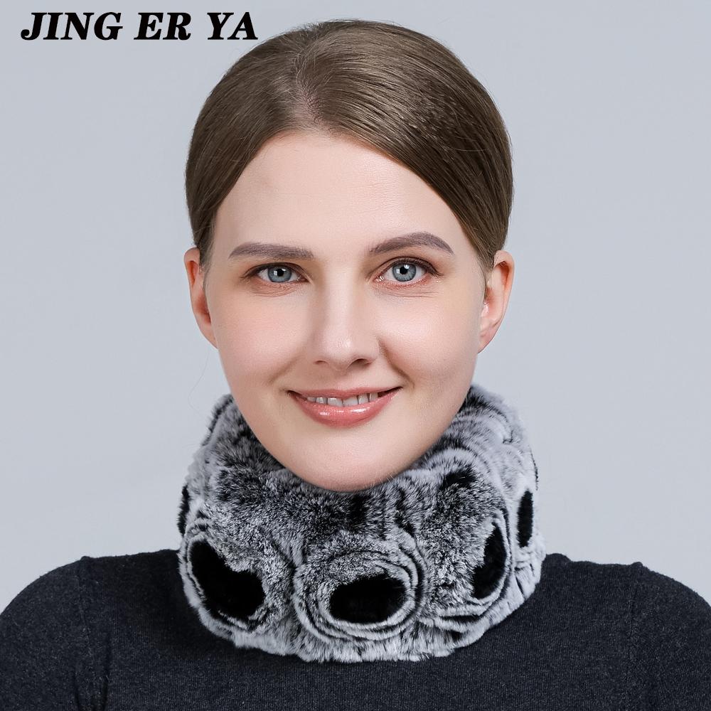 JINGERYA женский натуральный мех ручной работы эластичный меховой шарф вязать из натурального меха кролика рекс повязки на голову для девочек натуральный мех кольцо капюшон снуд шарфы зимние