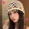 Weave Cap Tassel Pullover Hat Bohemian Korean Crochet Cap Vintage Hollow Knitted Beanies Hat  Women