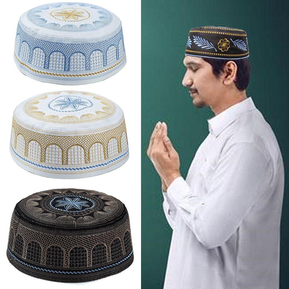 Islam Embroidery Cotton Prayer Hat Musliman Turban Muslim Hat India Caps