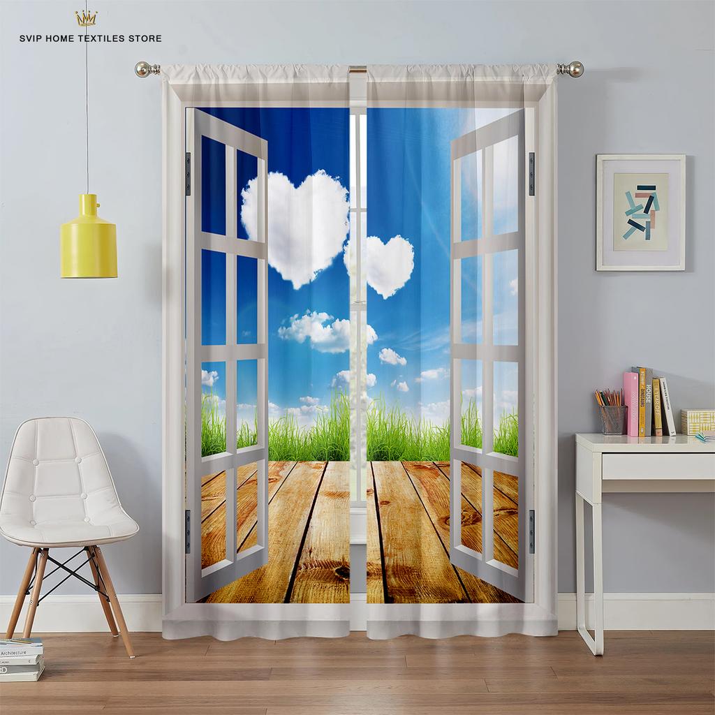 3D-печатные шторы с рисунком неба для спальни, гостиной, балкона и кухни. Украшения можно изготовить по индивидуальному заказу, 2 шт.