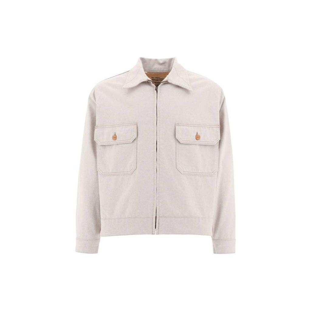 Levis Lmc Серия Высокого Класса Однотонное Поло Карман Молния Длинный Рукав Свободная Куртка Мужские куртки Белый A2195-0001