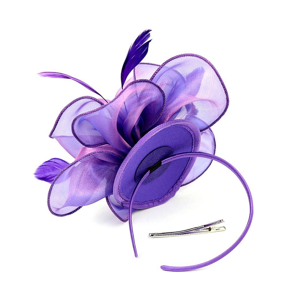 Flower Mesh Headband Wedding Cocktail Tea Party Fascinator Hats Feather Flower Headband Headwear
