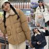 Зимняя куртка пуховик женский чистый цвет женский зимний плюшевый бархатный лацкан толстый хлопок-подбитая одежда зимняя куртка