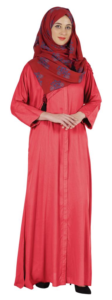 Bimba Islamic Clothes For Women Long Prayer Robe Maxi W Printed Hijab Rayon Abaya Front Button Muslim