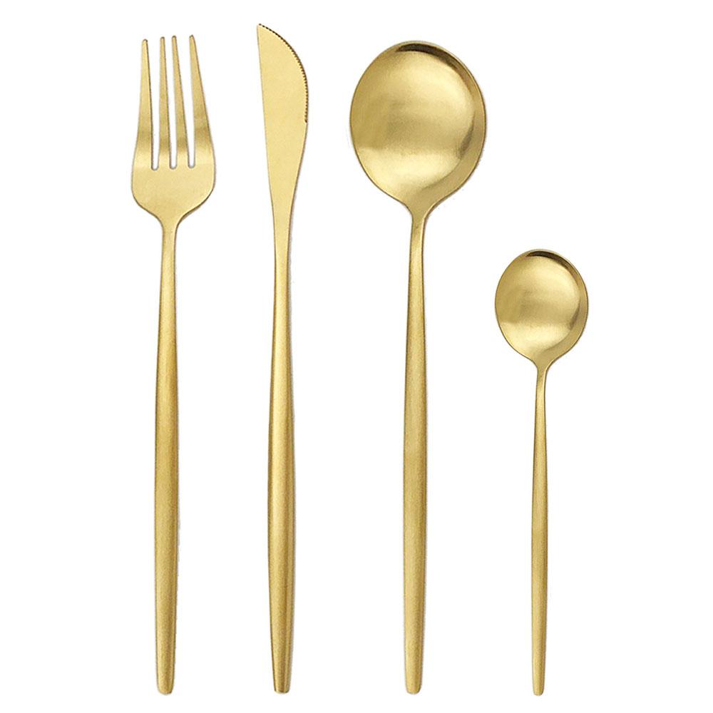 Gold Matte Cutlery 32Pcs/ Stainless Steel Dinnerware Set Cutlery Dinner Tableware Western Fork Set Dropshipping Silverware Set