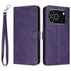 For iPhone 17 Pro Case Flip Stand Calf Texture PU Leather Wallet Phone Cover with Strap