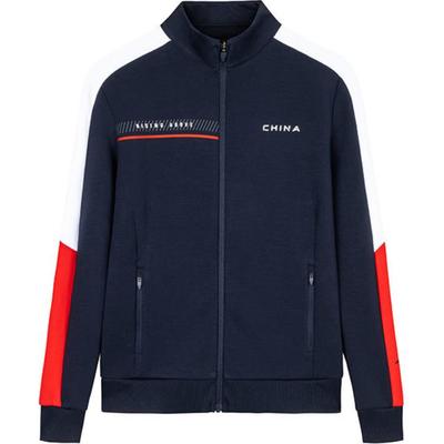 Удобная повседневная куртка с цветными блоками и принтом в виде букв, воротником-стойкой, на молнии, женские куртки темно-синего, белоснежного, классического красного цвета 162437702-3