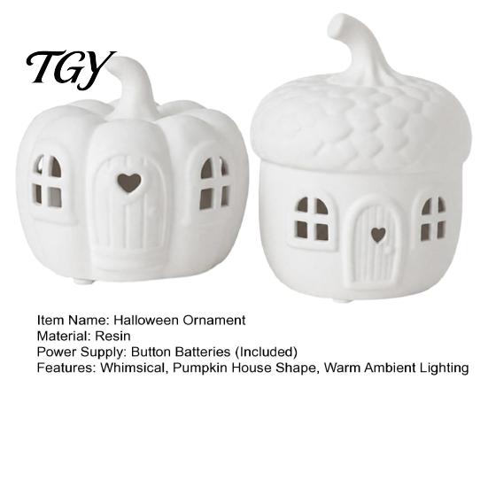 Pumpkin House Decor 2Pcs/Set Lighted Whimsical Ornaments, Light-Up Figurine, Halloween Table Seasonal Indoor Room Accents Centerpiece with LED Lights