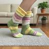A Pair of Fashionable Winter Women's Colorful Striped Knee High Socks, Mid Tube Warm Floor Socks