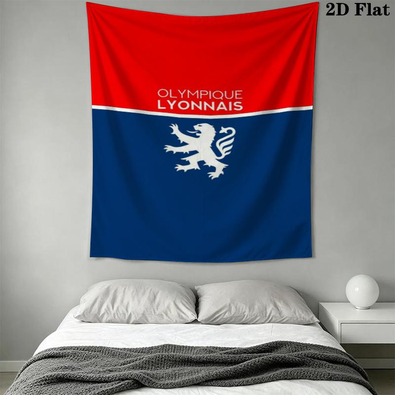 Olympique Lyonnais Wall Tapestry Aesthetic Wall Hanging Printed Fabric Blanket Decorative Tapestries for Bedroom Living Room Home Decor