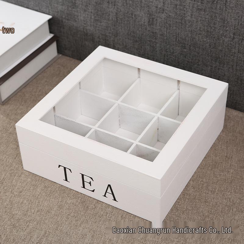 Solid Wood Gift Box with Transparent Acrylic Dividers - Nine-Grid Storage Box
