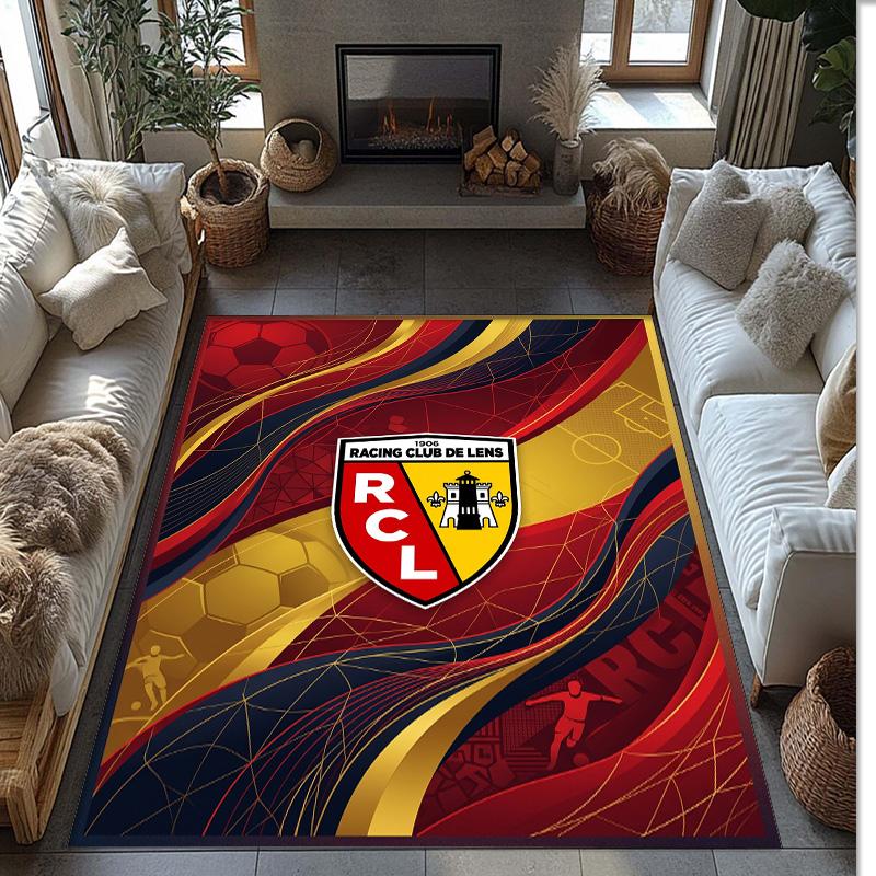 Lens FC Soccer Football Pattern Soft Area Rug Non Slip Indoor Floor Carpet Sports Decor Mat for Bedroom