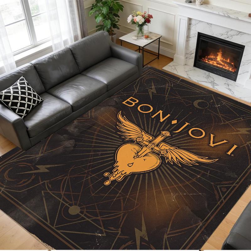 Bon Jovi Print Crystal Velvet Plush Rug Wear?Resistant Anti?Slip Floor Mat For Indoor Household Decoration