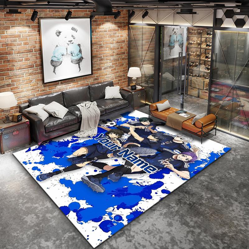 Blue Lock Soccer Custom Name Carpet Rug For Living Room Bedroom Home Sofa Decoration Kids Play Nonslip Floor Mat