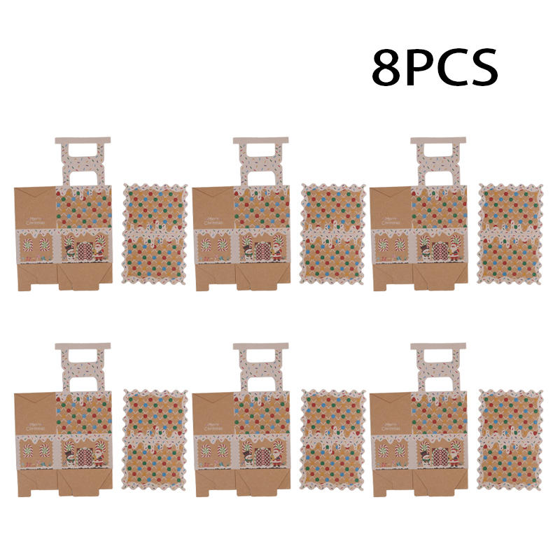 8 Pcs Cute Christmas Treat Candy Boxes Portable Dessert Packaging Case Small Cookie Containers Party Favor Supplies